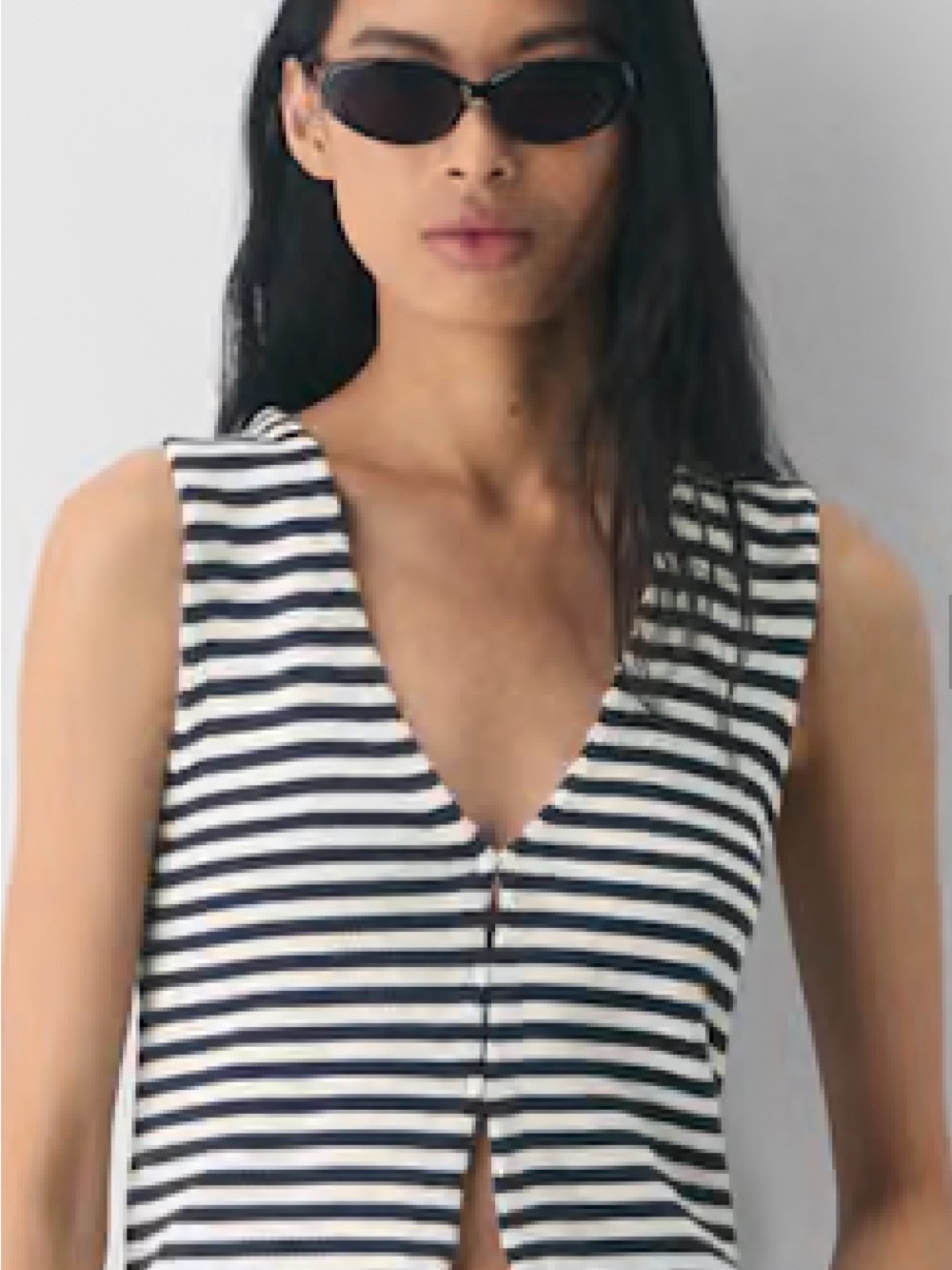 Wilfred Black and White Striped V-Neck Tank